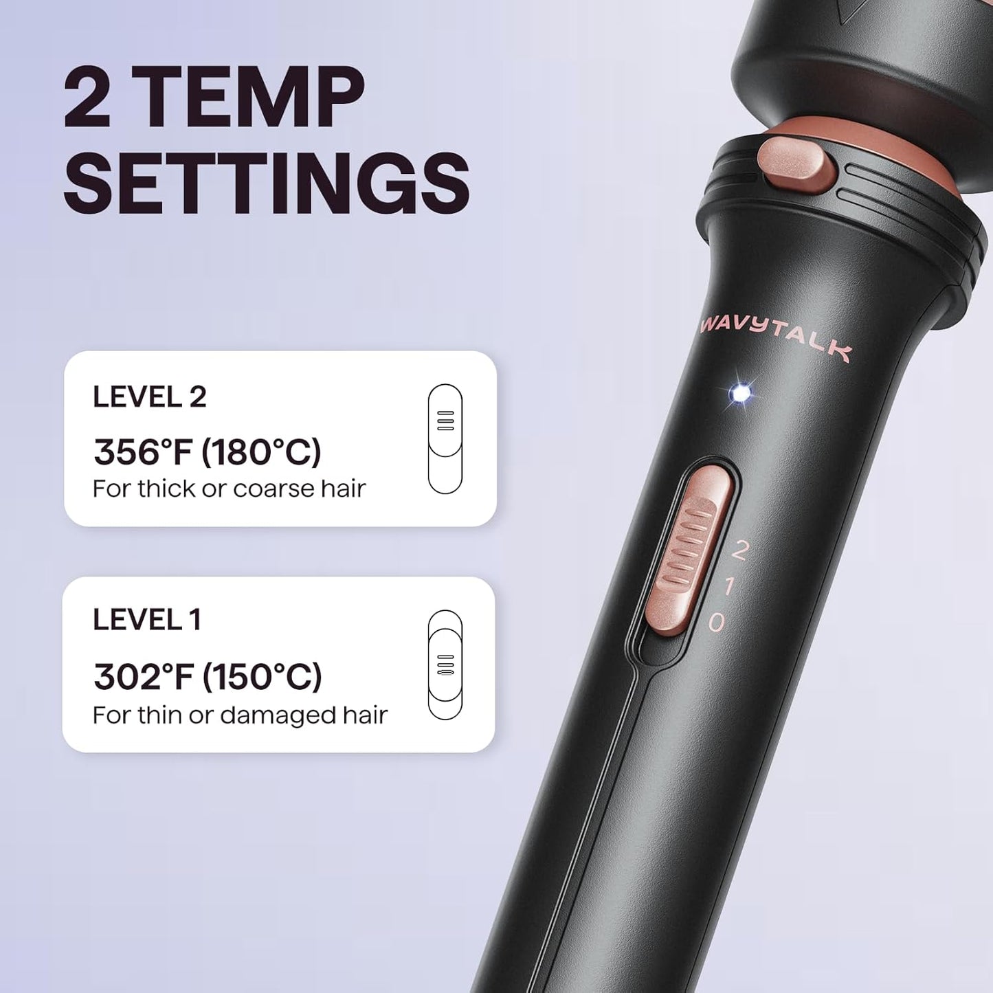 Thermal Brush, 1 1/2 Inch Heated round Brush with Detachable Head, Velvet Pouch and Dual Voltage for Travel, Easy to Create Blowout Look, Rose Gold